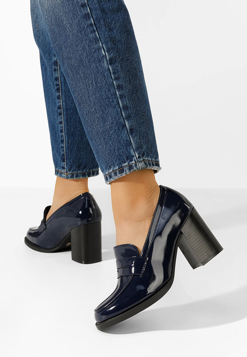 Loafers γυναικεια με τακουνι Odesia μπλε