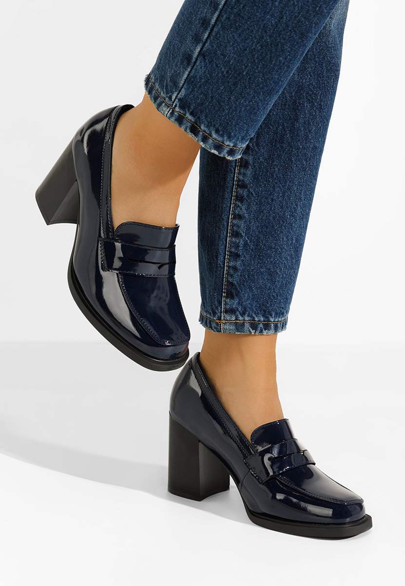Loafers γυναικεια με τακουνι Odesia μπλε