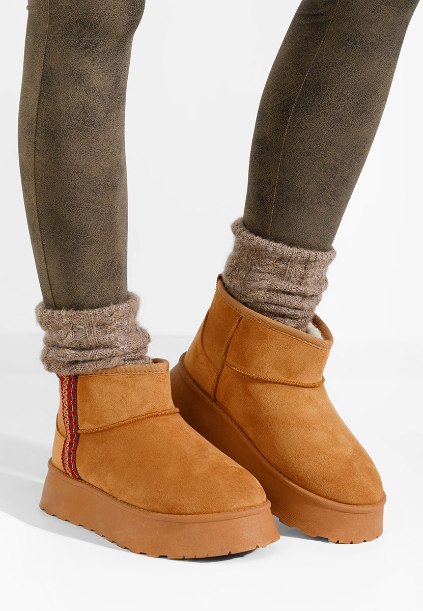 Mποτάκια πλατφόρμα Kristin ταμπά