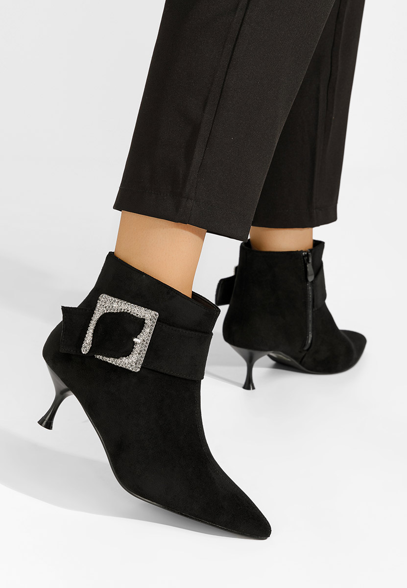 Μποτάκια με λεπτο τακουνι Karlene Μαύρα