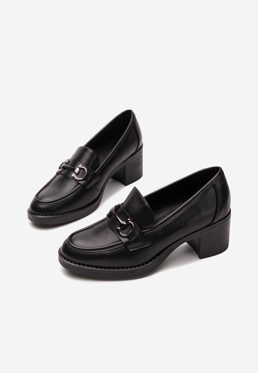 Loafers γυναικεια με τακουνι Darna μαύρα