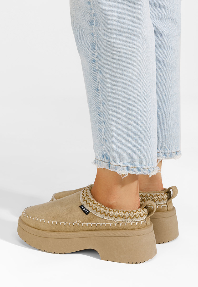 Παντόφλες με πλατφόρμα Malka χακι