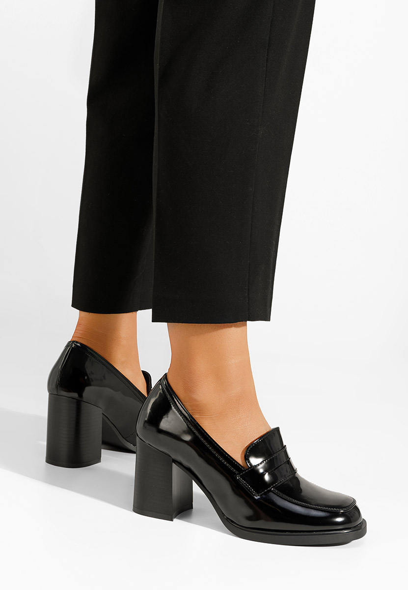 Loafers γυναικεια με τακουνι Odesia V4 μαύρα