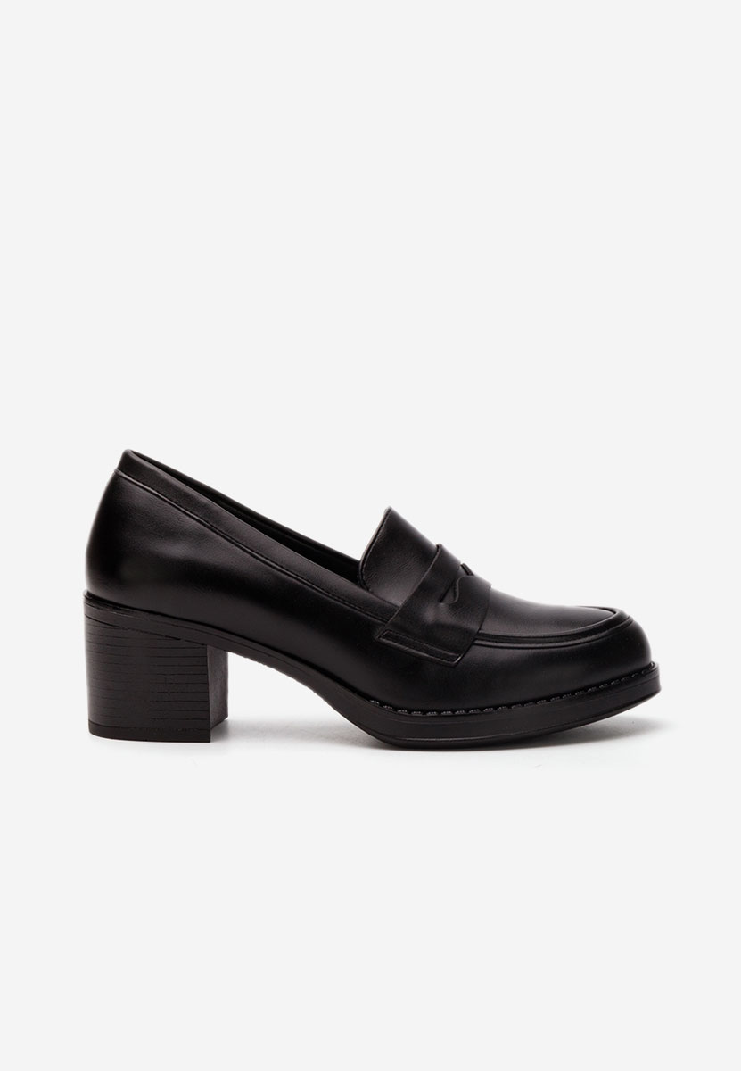 Loafers γυναικεια με τακουνι Leonorida μαύρα