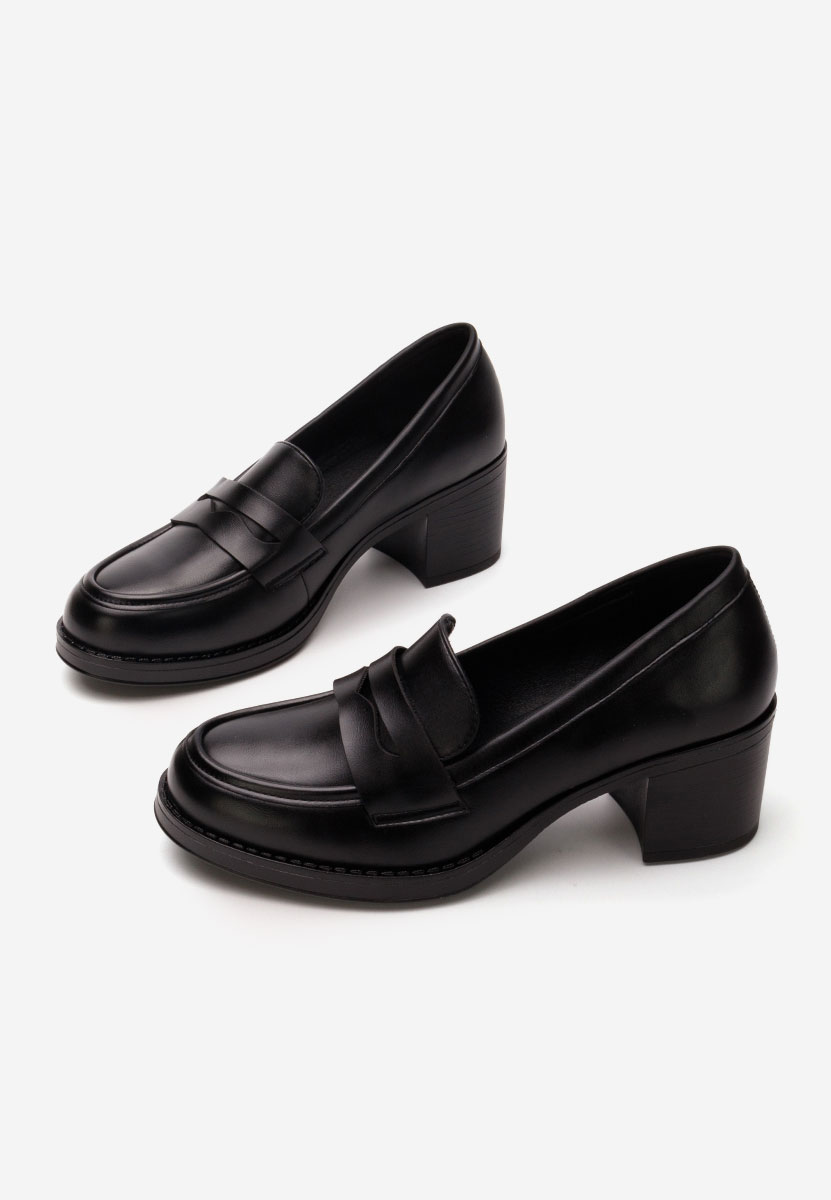 Loafers γυναικεια με τακουνι Leonorida μαύρα