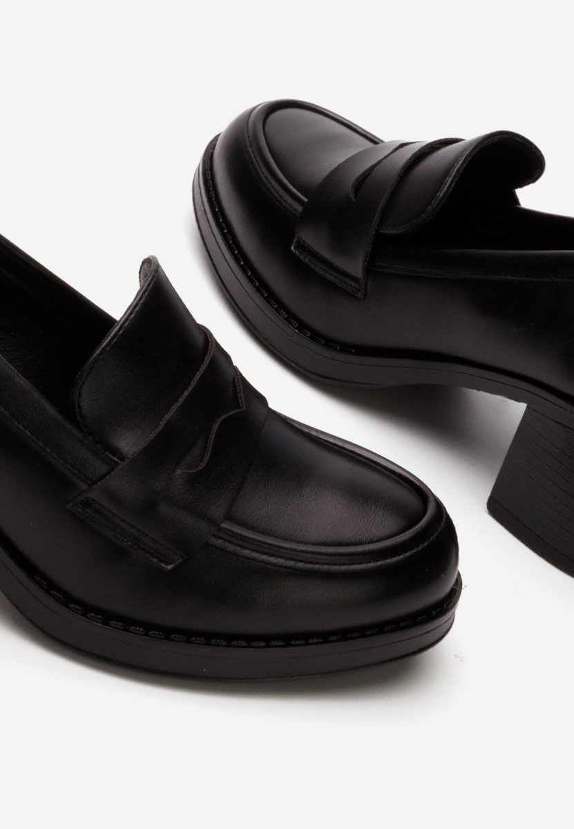 Loafers γυναικεια με τακουνι Leonorida μαύρα