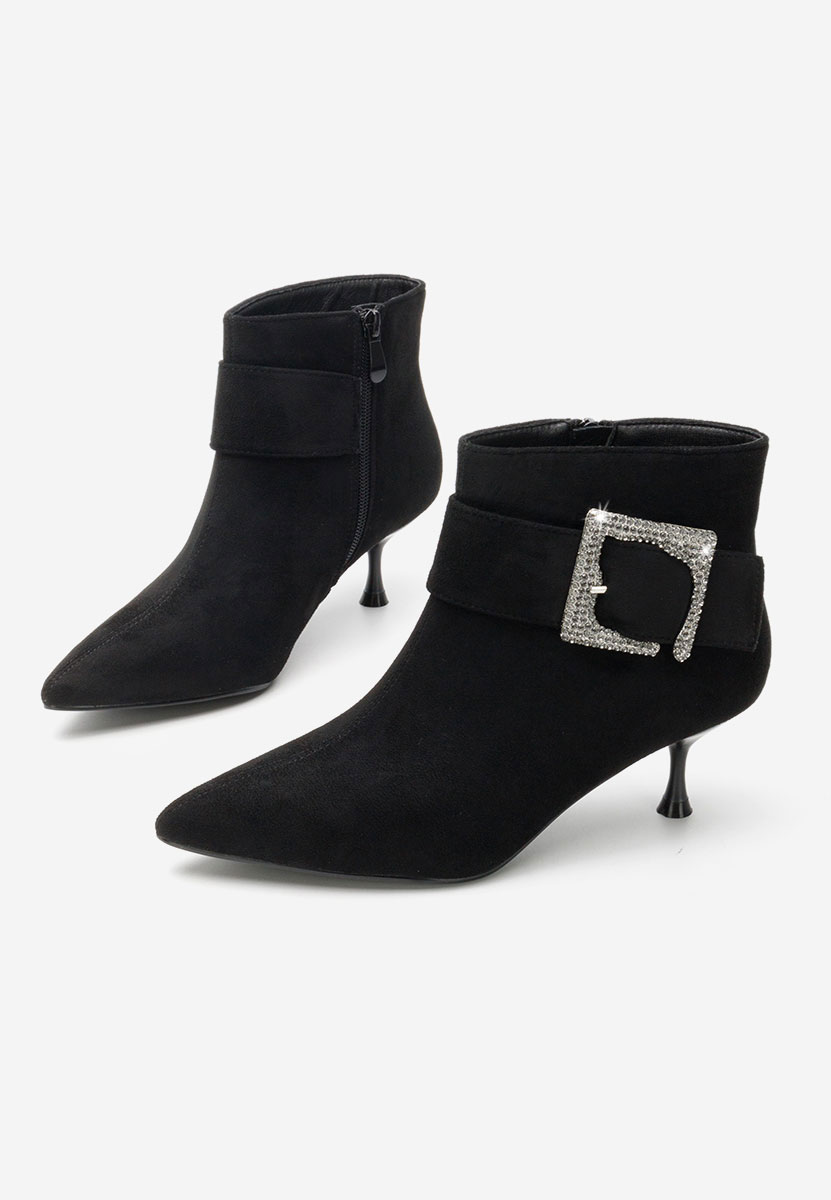 Μποτάκια με λεπτο τακουνι Karlene Μαύρα