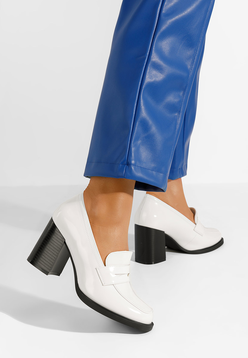 Loafers γυναικεια με τακουνι Odesia V4 λευκά