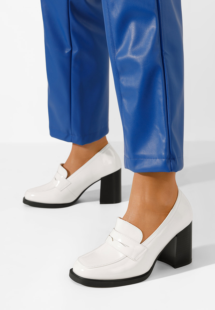 Loafers γυναικεια με τακουνι Odesia V4 λευκά