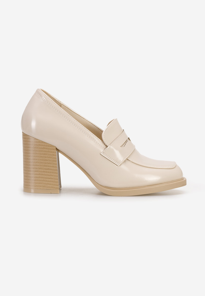 Loafers γυναικεια με τακουνι Odesia V4 μπεζ