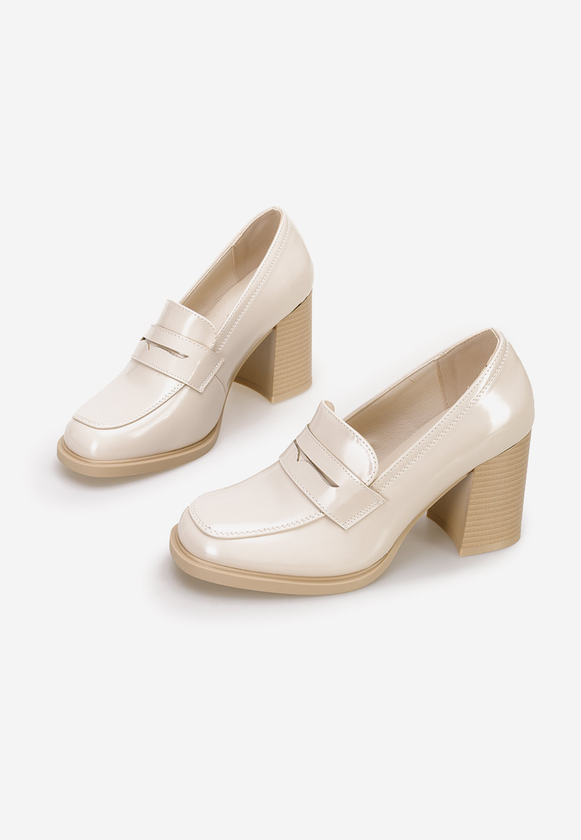 Loafers γυναικεια με τακουνι Odesia V4 μπεζ
