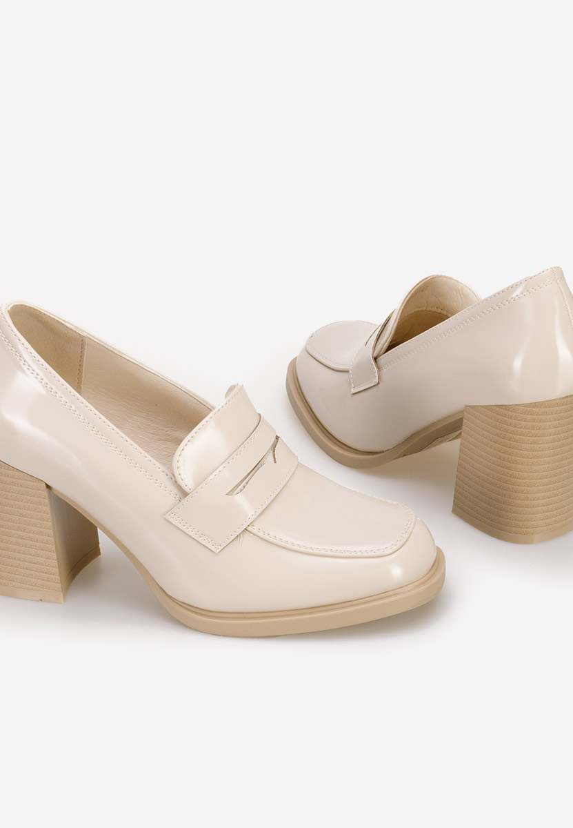 Loafers γυναικεια με τακουνι Odesia V4 μπεζ