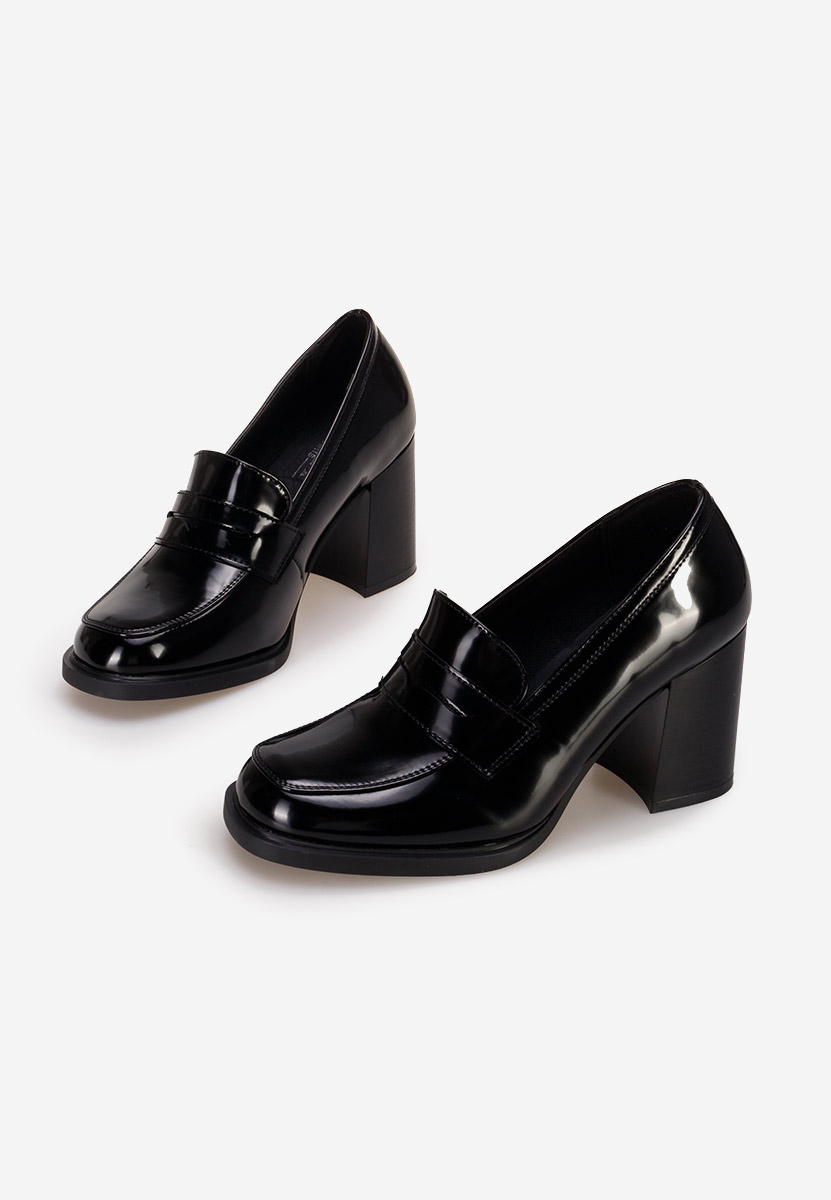 Loafers γυναικεια με τακουνι Odesia V4 μαύρα