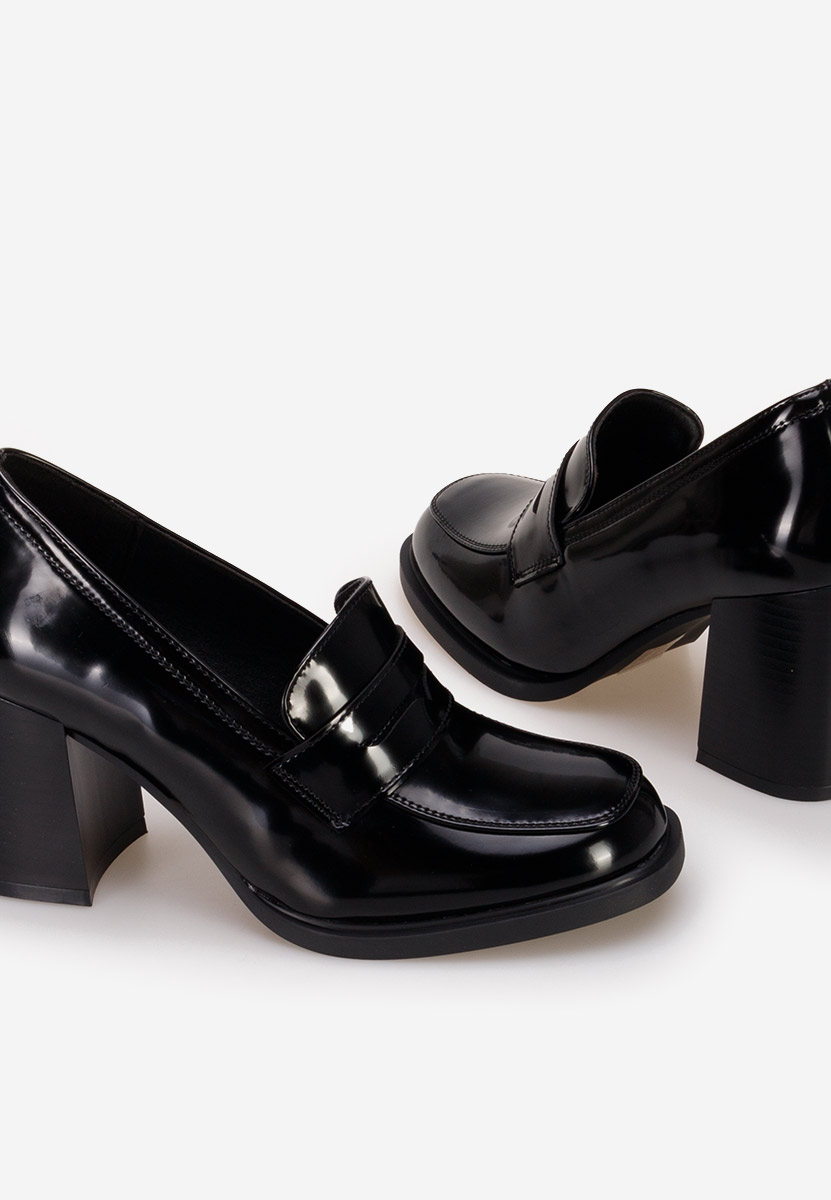 Loafers γυναικεια με τακουνι Odesia V4 μαύρα