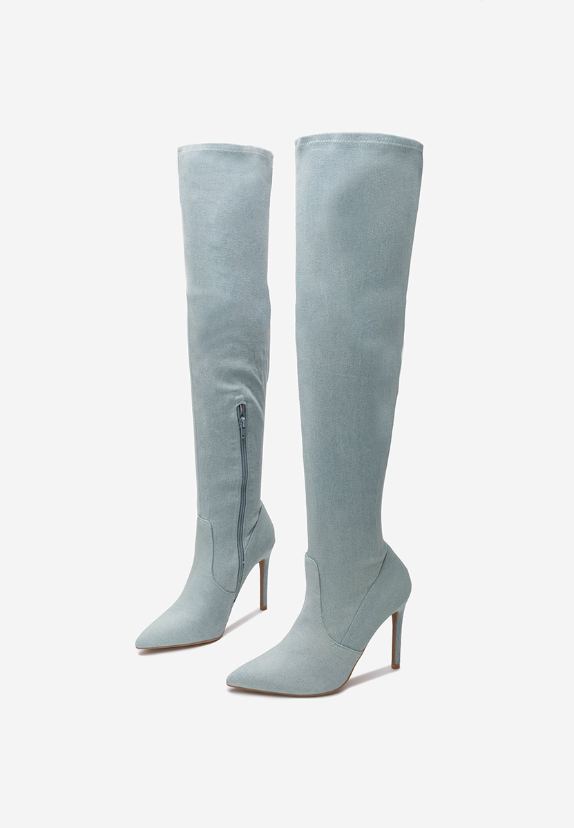 Ψηλές μπότες με λεπτό τακούνι Omaria Τζιν