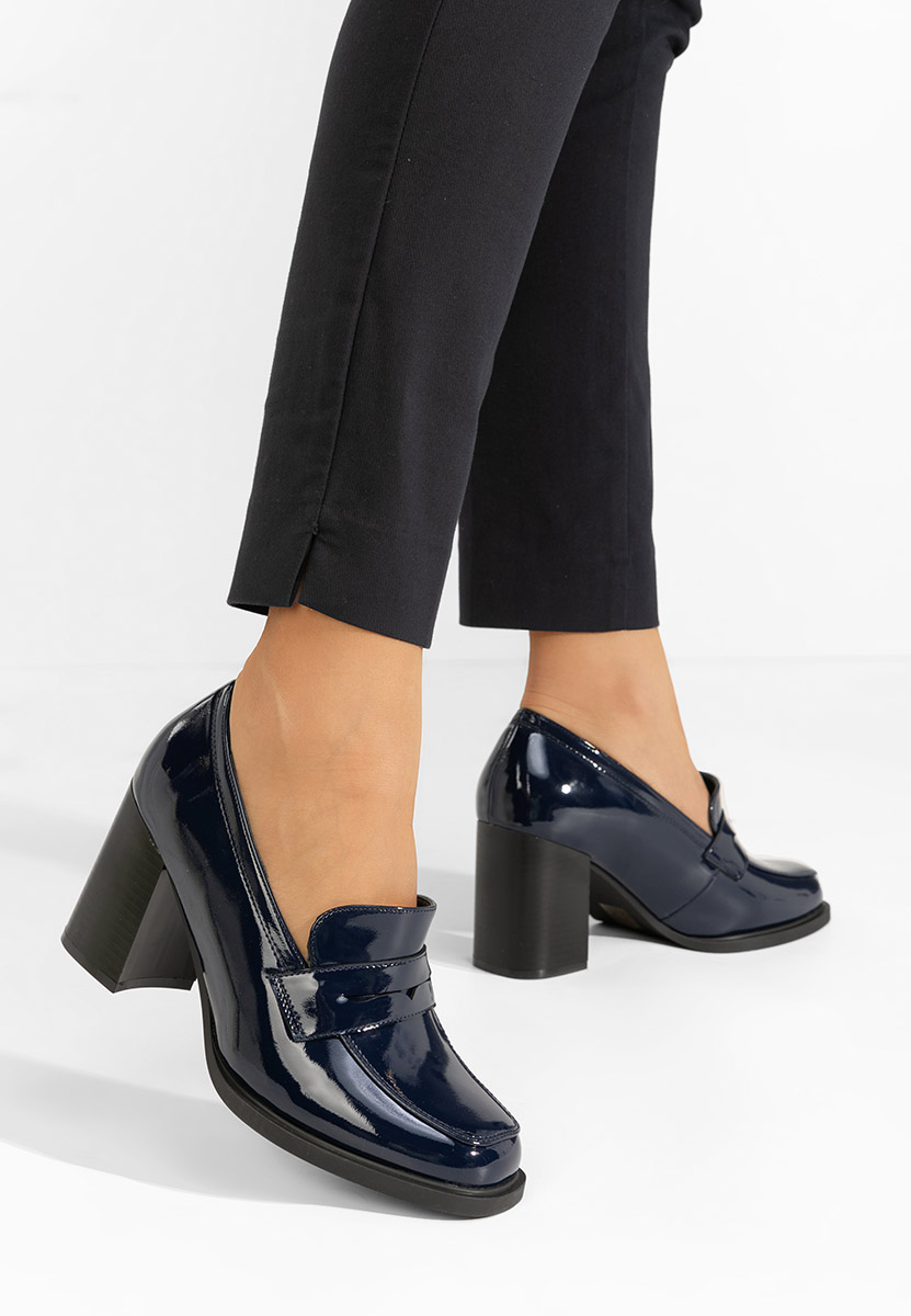 Loafers γυναικεια με τακουνι Odesia μπλε