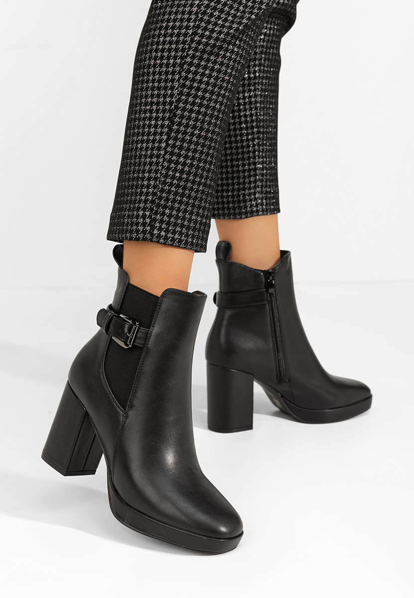 Μποτάκια με χοντρό τακούνι Sumiko Μαύρα