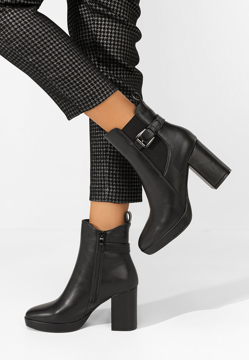 Μποτάκια με χοντρό τακούνι Sumiko Μαύρα