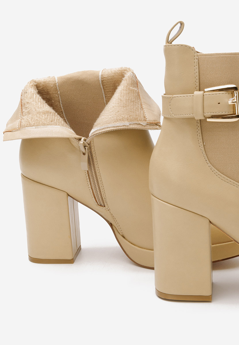 Μποτάκια με χοντρό τακούνι Sumiko μπεζ