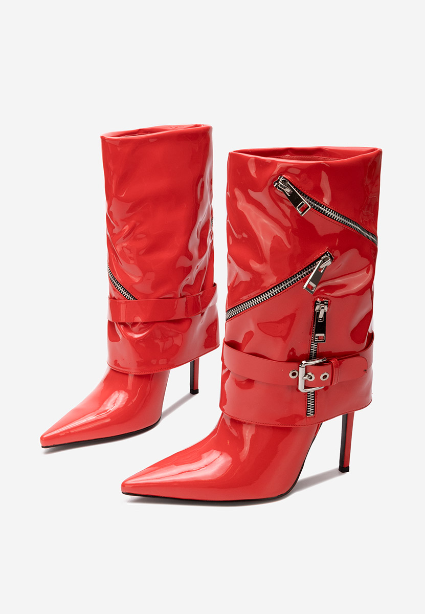 Μπότες με λεπτό τακούνι Radiancy κοκκινα