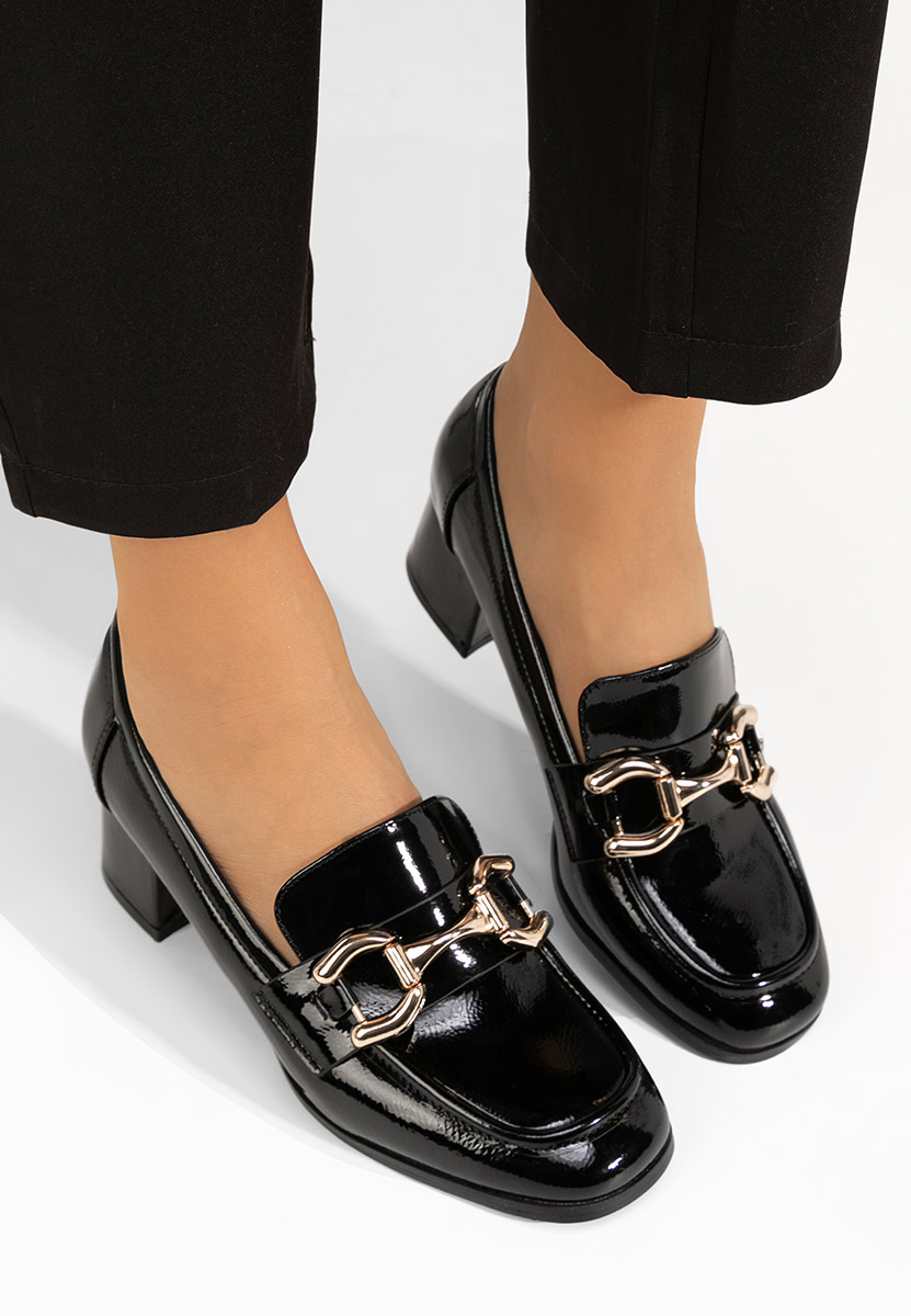 Loafers γυναικεια με τακουνι Alyla μαύρα