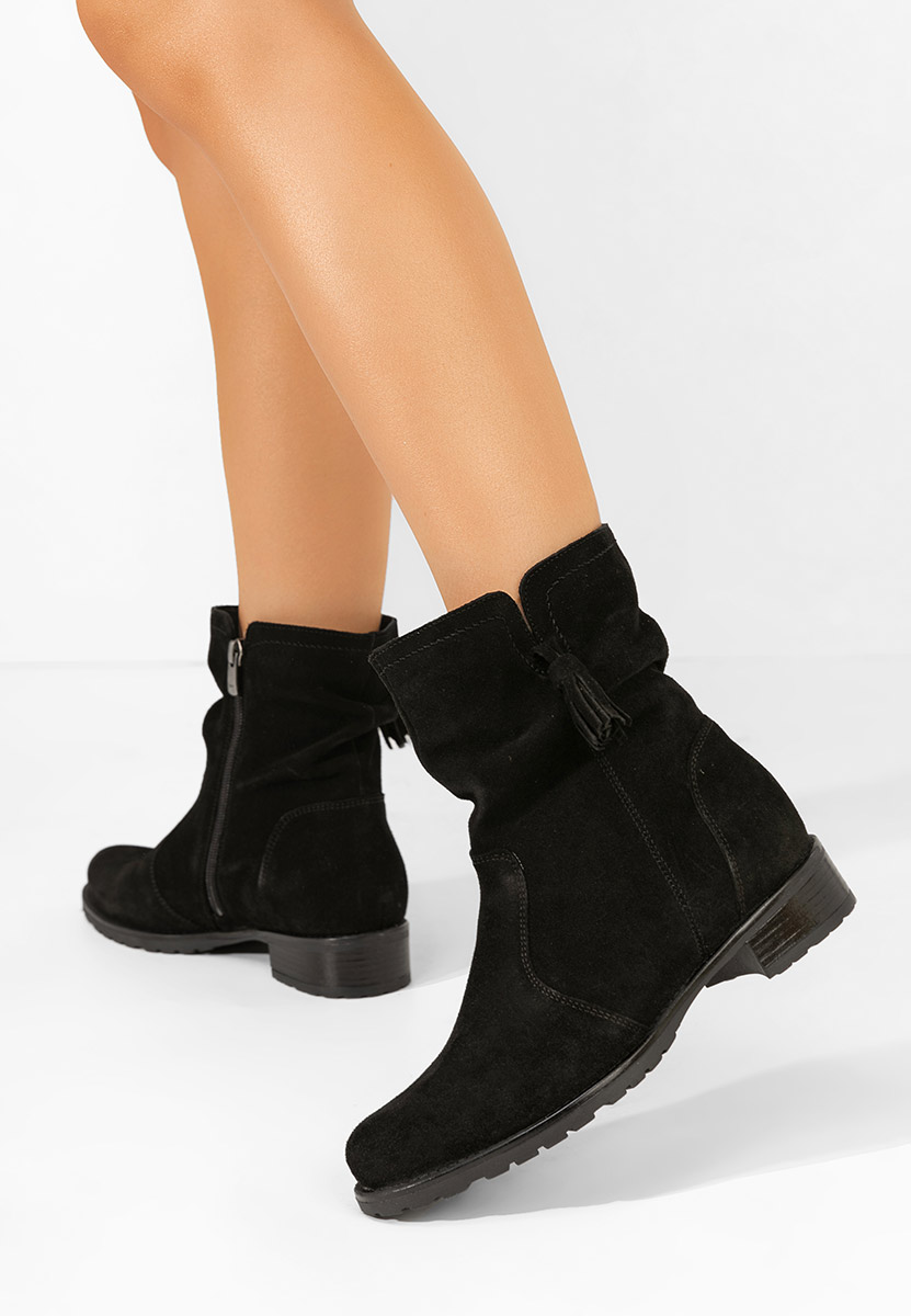 Γυναικεία δερμάτινα μποτάκια Cristine V2 Μαύρα