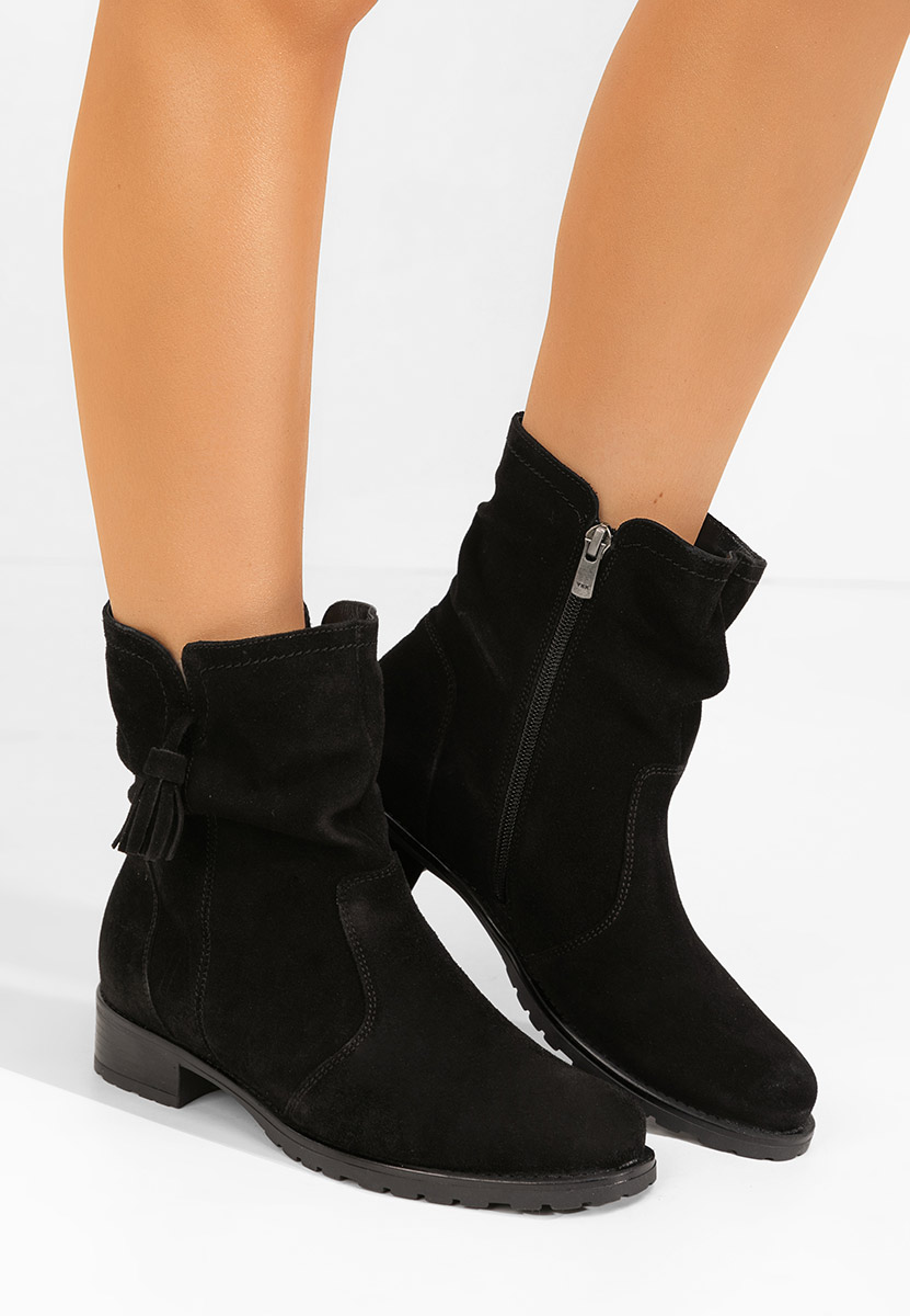 Γυναικεία δερμάτινα μποτάκια Cristine V2 Μαύρα