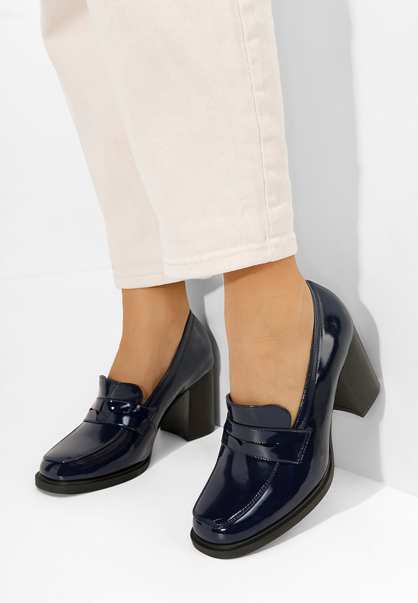 Loafers γυναικεια με τακουνι Odesia μπλε