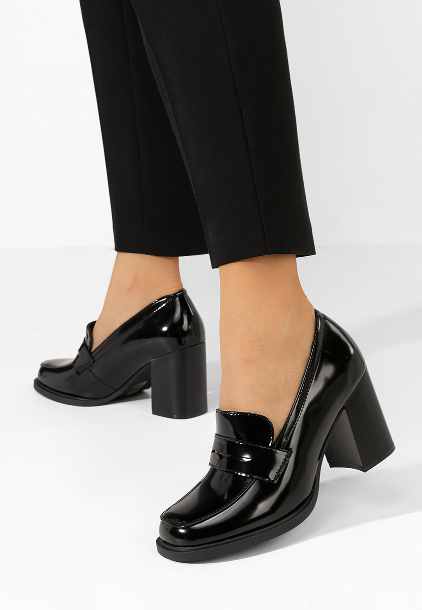 Loafers γυναικεια με τακουνι Odesia μαύρα