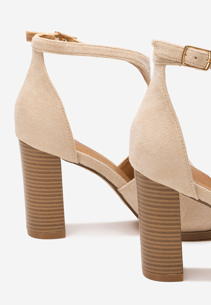 Πέδιλα με χοντρο τακουνι Jolanda μπεζ