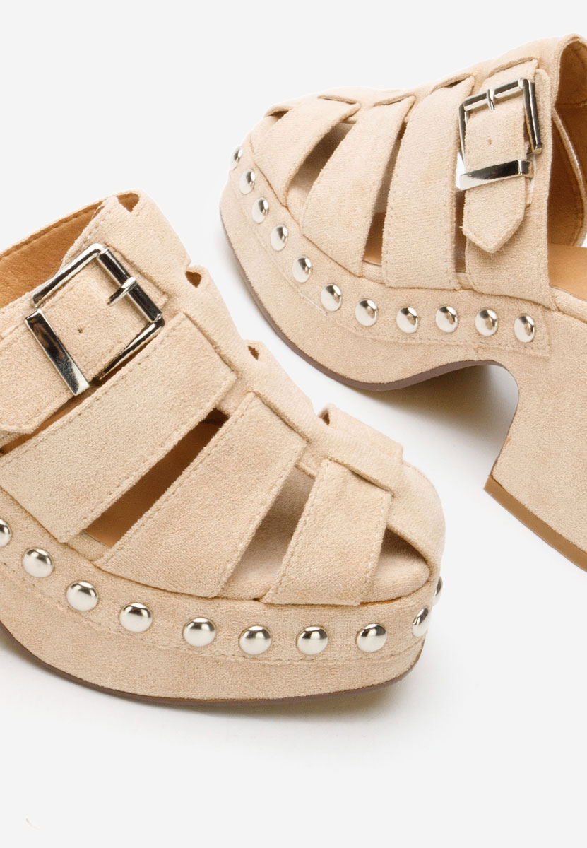 Mule με τακούνι Rosamaria μπεζ