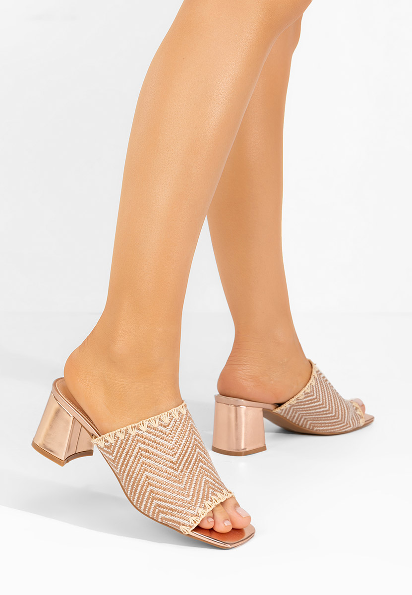 Mules με χοντρο τακουνι Yngrid champagne