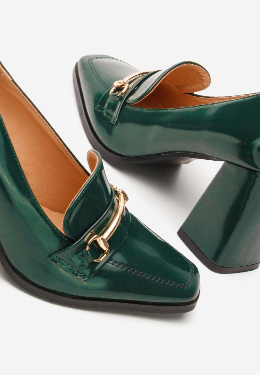 Loafers γυναικεια με τακουνι Noriana πρασινο