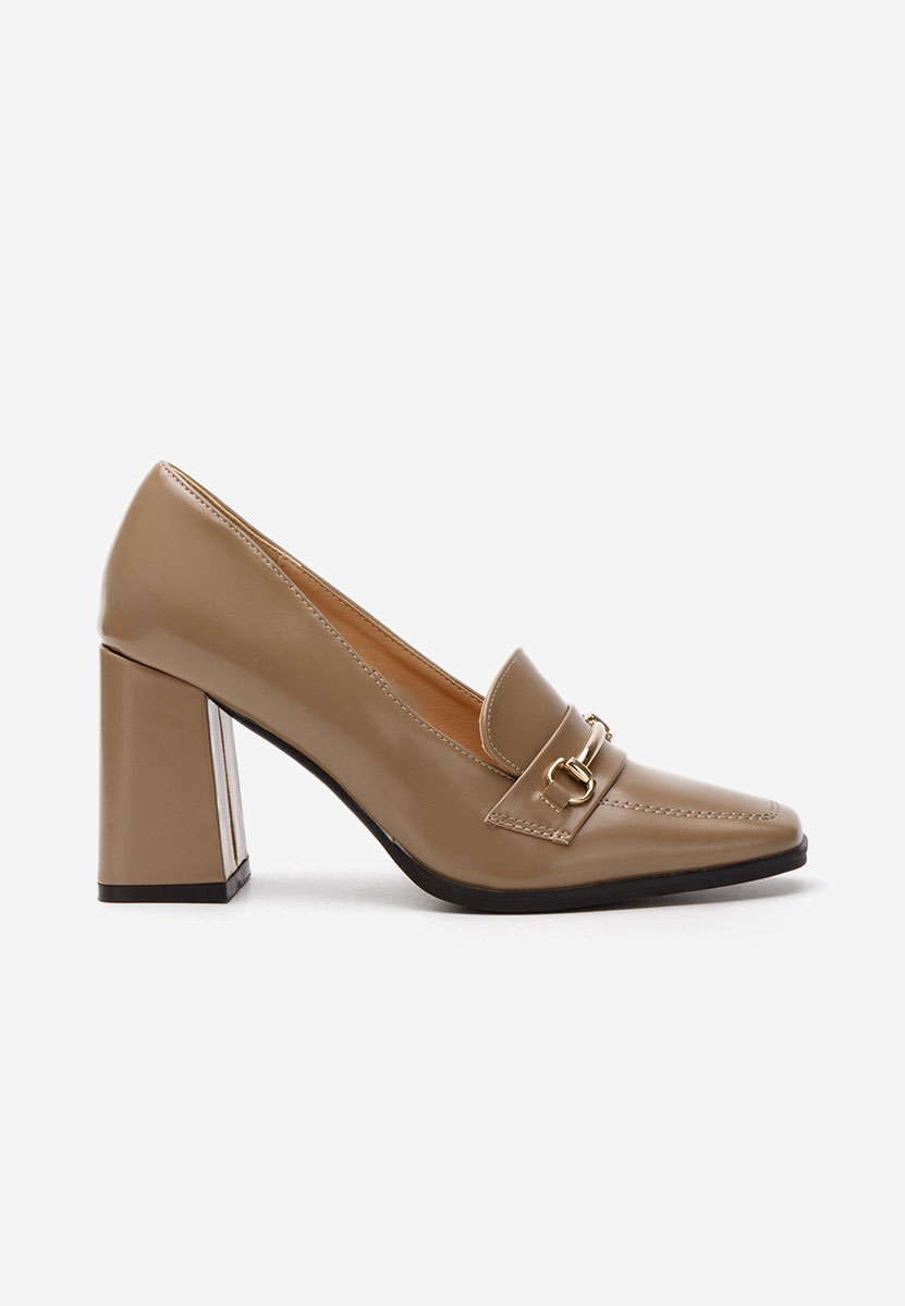 Loafers γυναικεια με τακουνι Noriana χακι