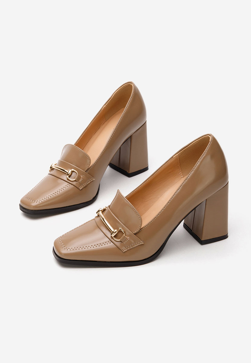 Loafers γυναικεια με τακουνι Noriana χακι