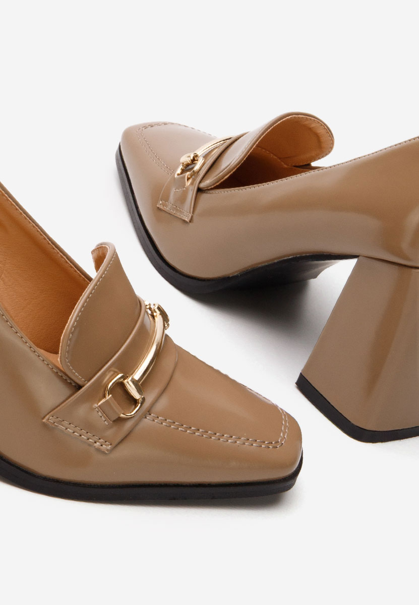 Loafers γυναικεια με τακουνι Noriana χακι