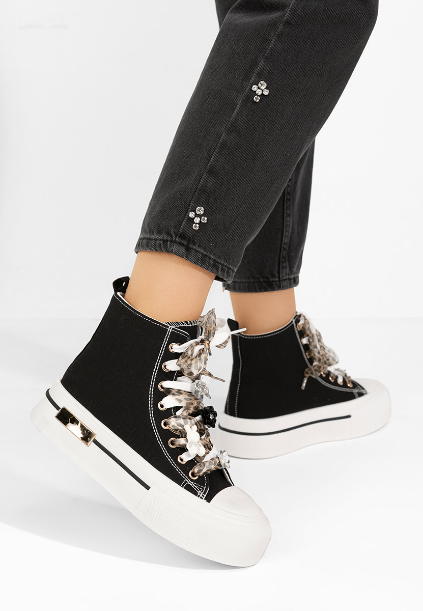 Γυναικεία sneakers αστραγάλο Ivonne μαύρα