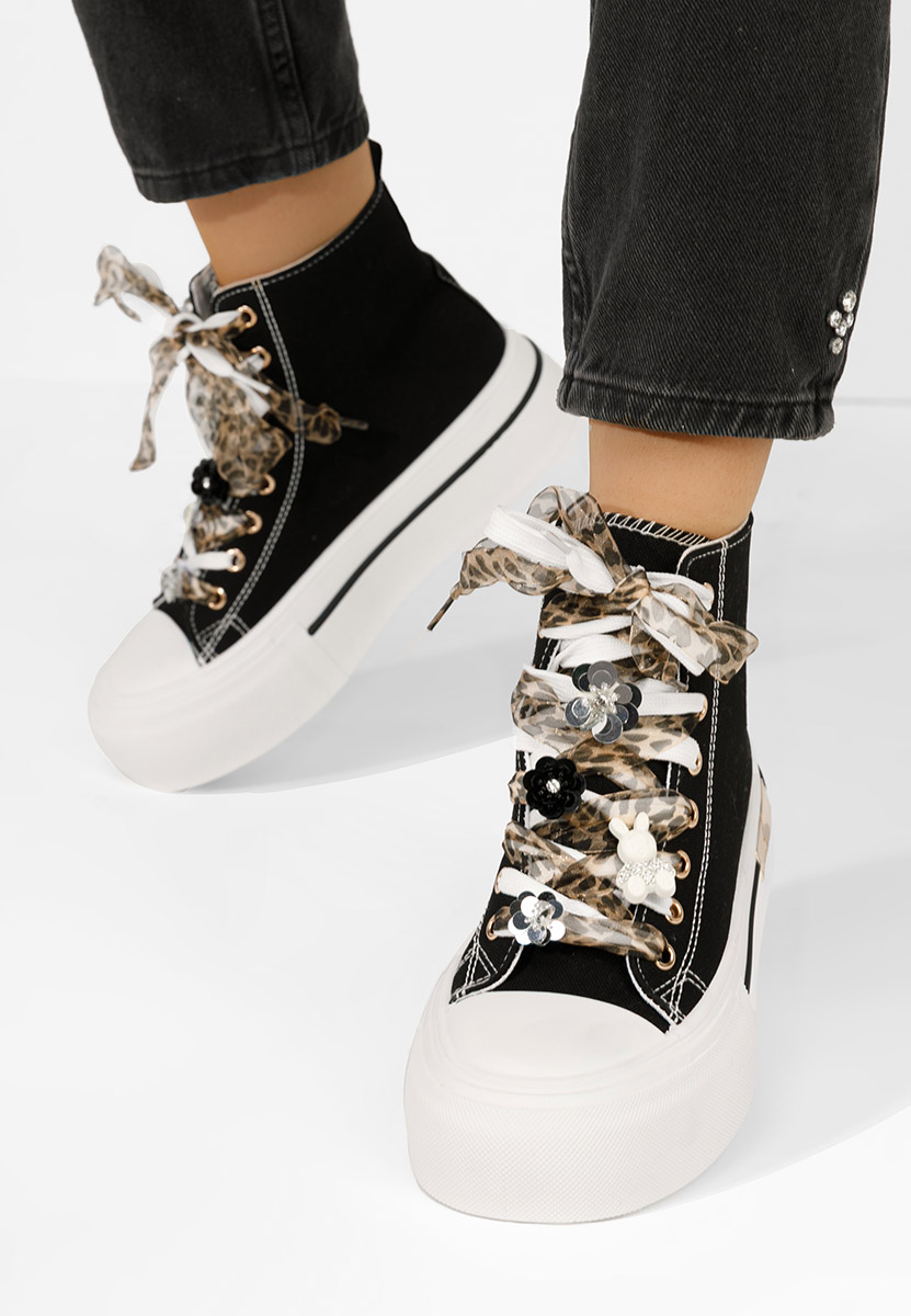 Γυναικεία sneakers αστραγάλο Ivonne μαύρα