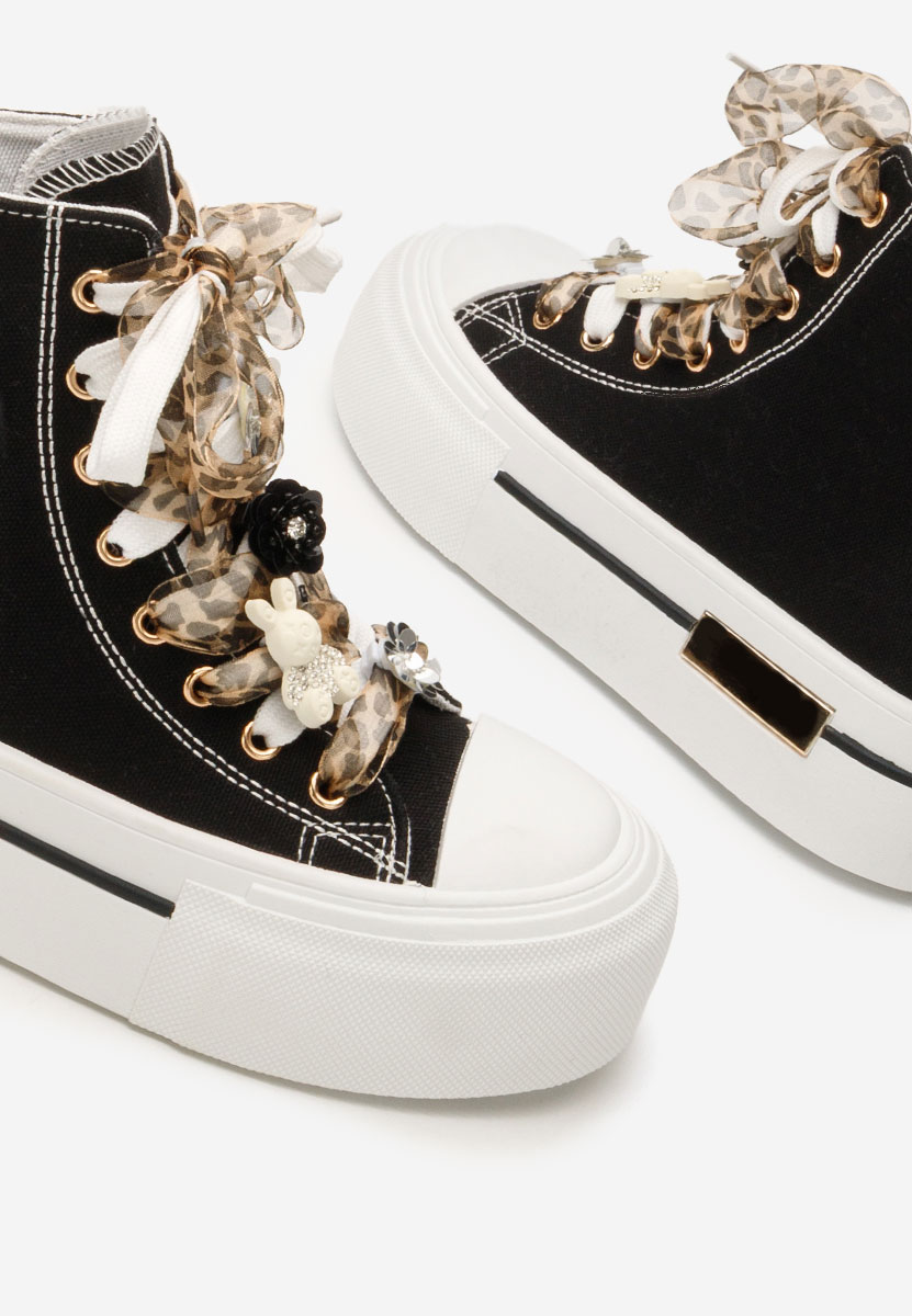 Γυναικεία sneakers αστραγάλο Ivonne μαύρα