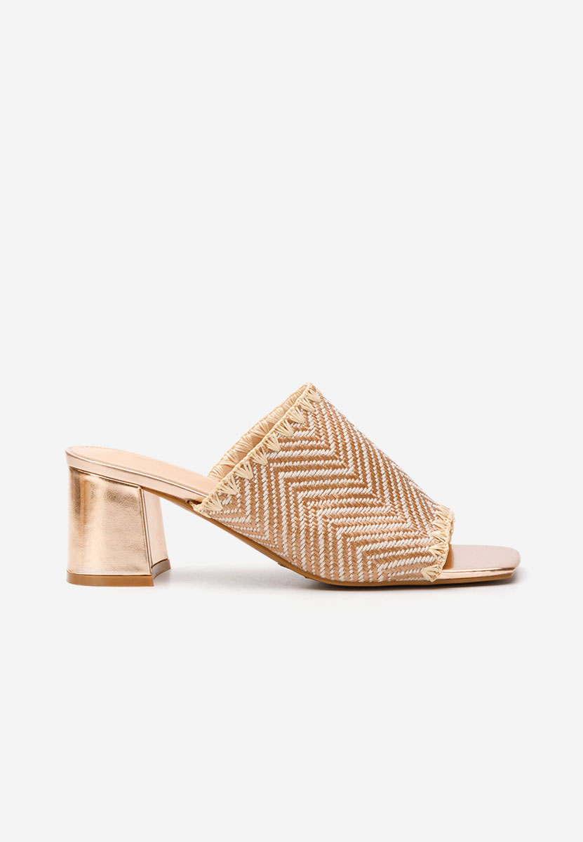 Mules με χοντρο τακουνι Yngrid champagne