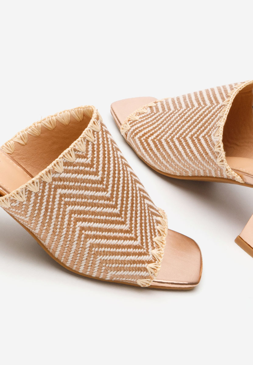 Mules με χοντρο τακουνι Yngrid champagne