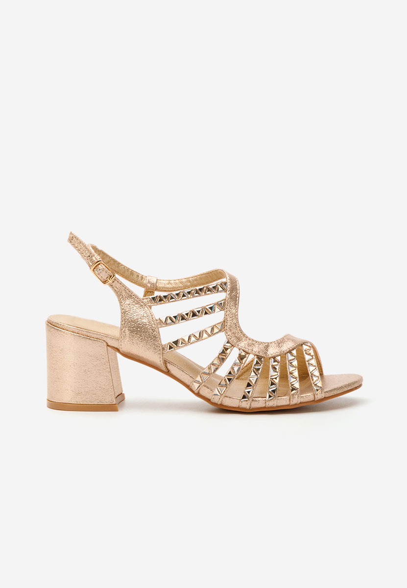 Πέδιλα με χοντρο τακουνι Margarita χρυσα