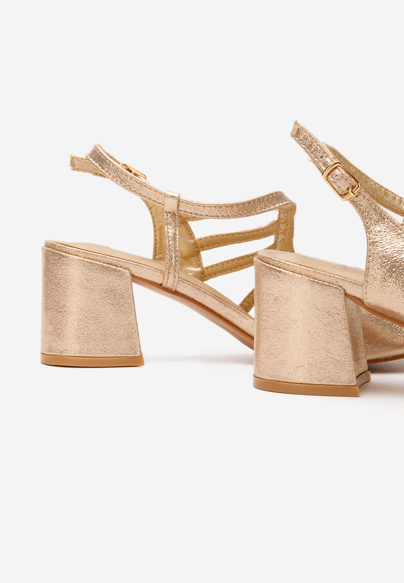 Πέδιλα με χοντρο τακουνι Margarita χρυσα