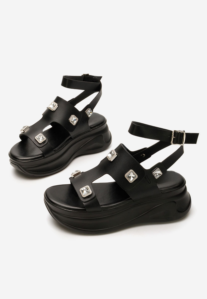 Πέδιλα πλατφόρμες Junny Μαύρα