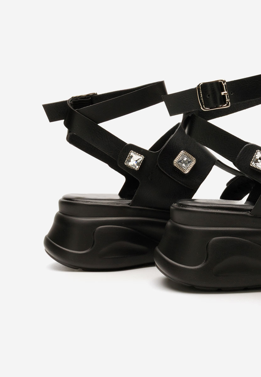 Πέδιλα πλατφόρμες Junny Μαύρα