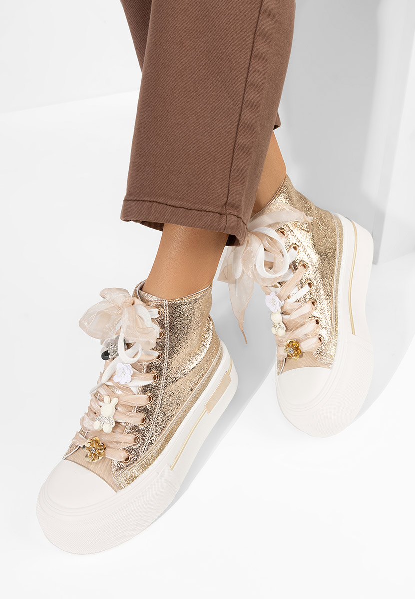 Γυναικεία sneakers αστραγάλο Ivonne χρυσο