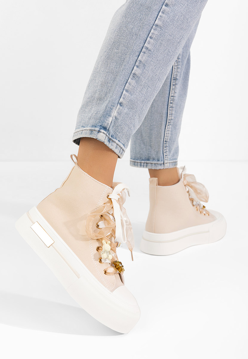 Γυναικεία sneakers αστραγάλο Ivonne μπεζ