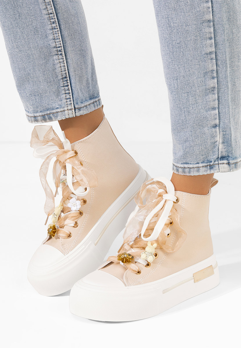 Γυναικεία sneakers αστραγάλο Ivonne μπεζ