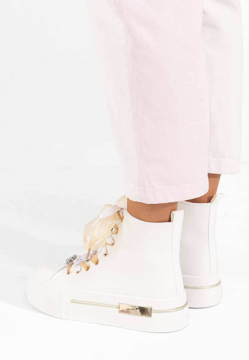 Γυναικεία sneakers αστραγάλο Ivonne λευκά