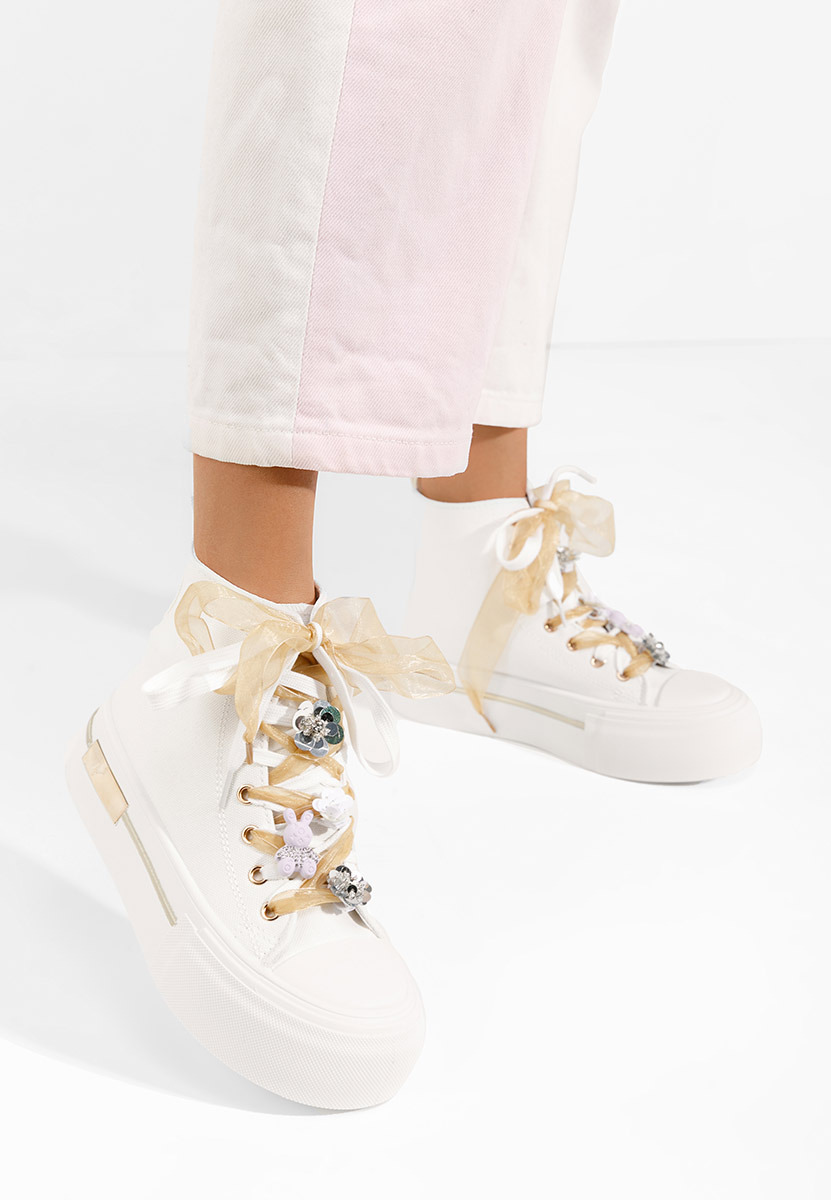 Γυναικεία sneakers αστραγάλο Ivonne λευκά